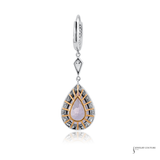 14K White Gold & Rose Gold Kunzite Diamond Drop Earrings – 4.68CT Pear Cut Kunzite with Diamond Halo, Luxury Dangle Earrings