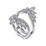 14K White Gold Bursting Chevron Diamond Ring Enhancer