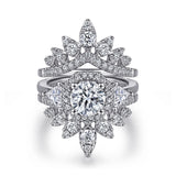 14K White Gold Bursting Chevron Diamond Ring Enhancer