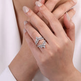 14K White Gold Bursting Chevron Diamond Ring Enhancer