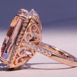 Big Cushion Shape Morganite 33.22 Carat Ring with a Diamond Halo, Fashion Ring