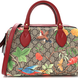 GUCCI GG Supreme Monogram Tian Small Boston Beige Multicolor Red