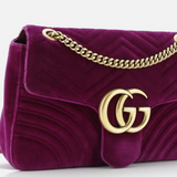 Gucci GG Marmont Flap Bag Matelasse Velvet Medium Pre-loved