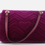 Gucci GG Marmont Flap Bag Matelasse Velvet Medium Pre-loved