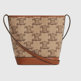Celine Small Bucket Cuir Triomphe in Textile with Triomphe Camel