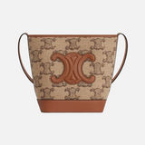 Celine Small Bucket Cuir Triomphe in Textile with Triomphe Camel