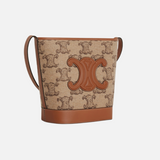 Celine Small Bucket Cuir Triomphe in Textile with Triomphe Camel