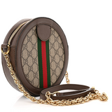 Gucci GG Supreme Ophidia Mini round cloth crossbody bag Monogram Web Brown Pre-Loved