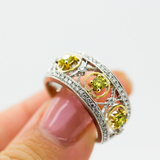 Yellow Diamond Fancy Yellow 14K White Gold White Diamond Vintage Statement Ring