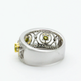 Yellow Diamond Fancy Yellow 14K White Gold White Diamond Vintage Statement Ring