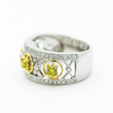 Yellow Diamond Fancy Yellow 14K White Gold White Diamond Vintage Statement Ring