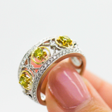 Yellow Diamond Fancy Yellow 14K White Gold White Diamond Vintage Statement Ring