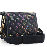 LOUIS VUITTON  Lambskin Embossed Monogram LV Garden Coussin PM Navy Pre-Loved