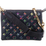 LOUIS VUITTON  Lambskin Embossed Monogram LV Garden Coussin PM Navy Pre-Loved
