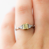 Yellow Diamond Geometric Engagement Ring 14k white gold