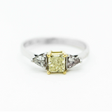 Yellow Diamond Geometric Engagement Ring 14k white gold