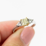 Yellow Diamond Geometric Engagement Ring 14k white gold
