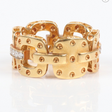 ROBERTO COIN POIS MOI LINK RING WITH DIAMONDS YELLOW GOLD