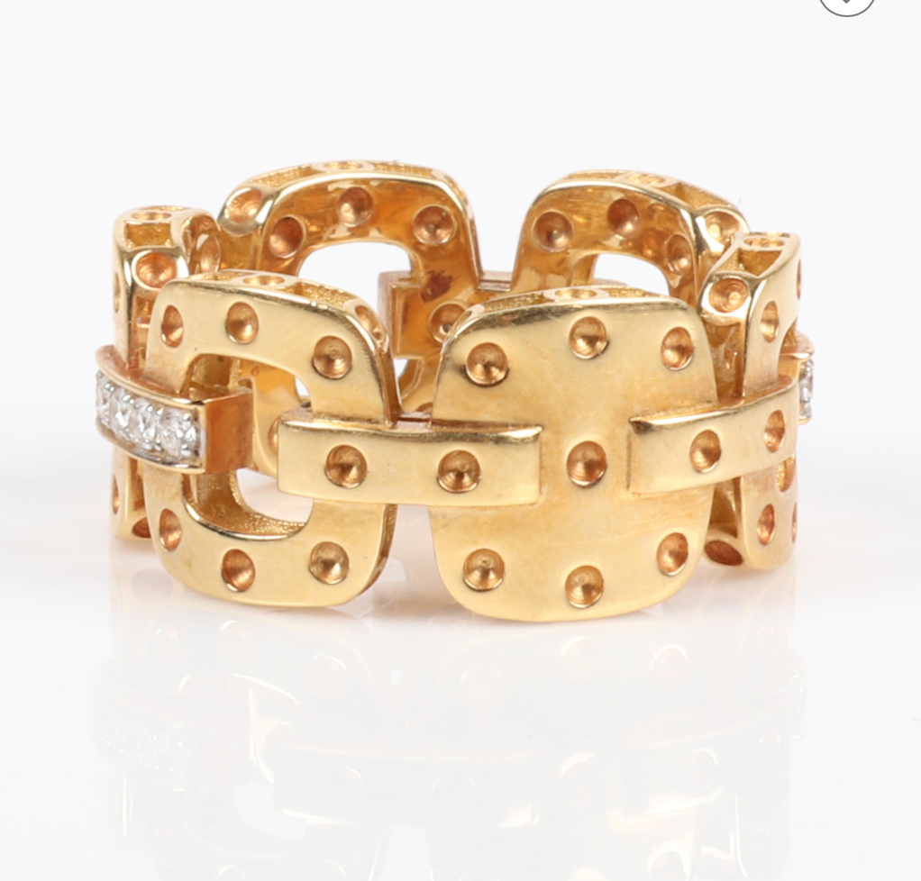 ROBERTO COIN POIS MOI LINK RING WITH DIAMONDS YELLOW GOLD
