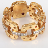 ROBERTO COIN POIS MOI LINK RING WITH DIAMONDS YELLOW GOLD