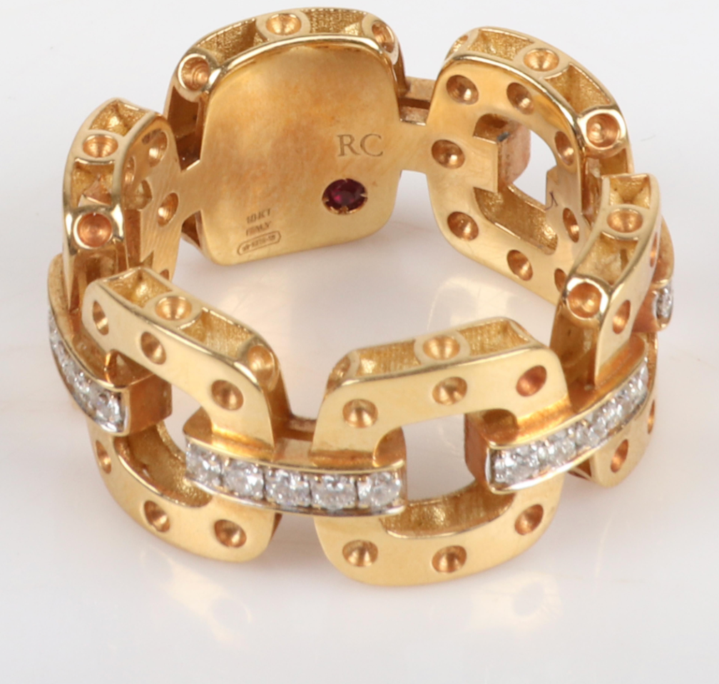 ROBERTO COIN POIS MOI LINK RING WITH DIAMONDS YELLOW GOLD