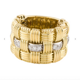Roberto Coin 18K Appassionata Diamond Ring YELLOW AND WHITE GOLD 0.31CT SI/G DIAMOND BAND