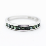 Green Tourmaline Channel Stacking Band Gemstone Ring