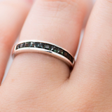 Green Tourmaline Channel Stacking Band Gemstone Ring