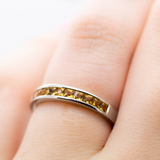 Citrine Channel Stacking Band Ring 14k White Gold Gemstone