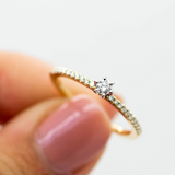 Diamond Solitaire Ring with Pavé Band 14K Yellow Gold
