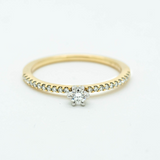 Diamond Solitaire Ring with Pavé Band 14K Yellow Gold