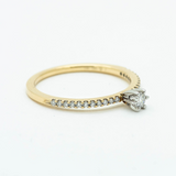 Diamond Solitaire Ring with Pavé Band 14K Yellow Gold