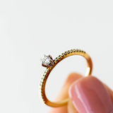 Diamond Solitaire Ring with Pavé Band 14K Yellow Gold
