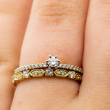 Diamond Solitaire Ring with Pavé Band 14K Yellow Gold