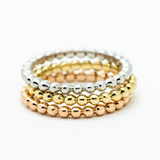 Yellow, White & Rose Gold Stacking Band 14K Tri-Color Gold Beaded Ring