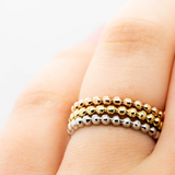 Yellow, White & Rose Gold Stacking Band 14K Tri-Color Gold Beaded Ring