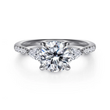 Monty - 14K White Gold Round Three Stone Lotus Diamond Engagement Ring In-Store