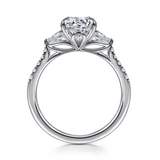 Monty - 14K White Gold Round Three Stone Lotus Diamond Engagement Ring In-Store