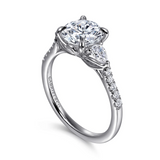 Monty - 14K White Gold Round Three Stone Lotus Diamond Engagement Ring In-Store