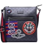 GUCCI  GG Supreme Monogram Night Courrier Flat Messenger Bag Black Multicolor