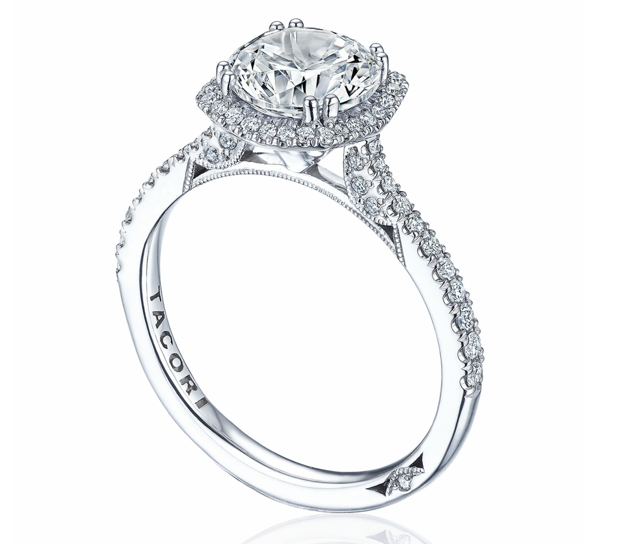 Simply Tacori Round Brilliant Engagement Ring with Cushion Bloom