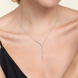 14K White Gold Diamond Y Necklace