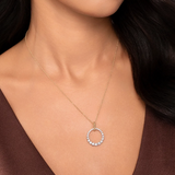 14K White and Yellow Gold Diamond Bujukan 20mm Drop Necklace