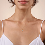 14K White and Yellow Gold Diamond Cluster Bujukan Drop Pendant Necklace