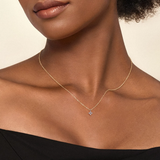 14K Yellow & White Gold Diamond Flower Shape Pendant Necklace