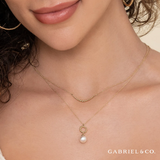 14K Yellow Gold Fresh Water Pearl Bujukan Drop Necklace
