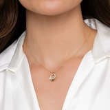 14K Yellow Gold Diamond and Diamond Cut Texture Pendant Necklace