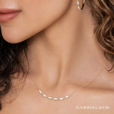 14K Yellow Gold Curved Bujukan Bar Diamond Necklace