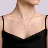 14K Yellow Gold Chain Necklace with Bujukan Circle