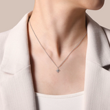 925 Sterling Silver Diamond Starburst Pendant Necklace